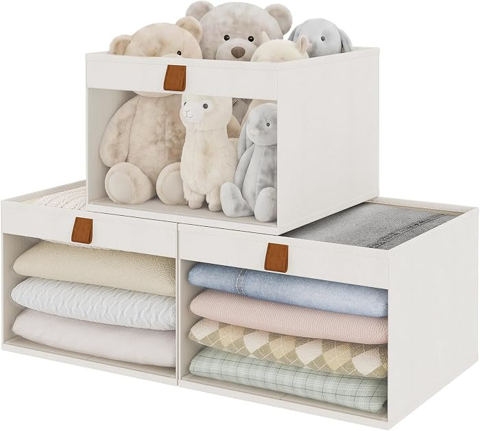 StorageWorks Closet Storage Bins, Large Storage Baskets with Clear Window and Handles, Foldable F... | Amazon (US)