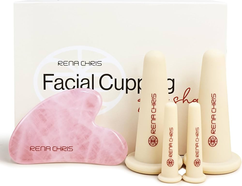 Rena Chris Facial Cupping Set & Gua Sha Facial Tool - Silicone Cupping Set & Rose Quartz Gua Sha ... | Amazon (US)