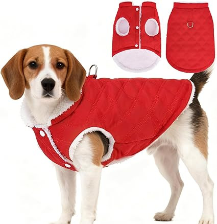 PUPTECK Dog Winter Coat, Warm Fleece Pet Jacket with Harness Built in, Water Resistant Windproof ... | Amazon (US)