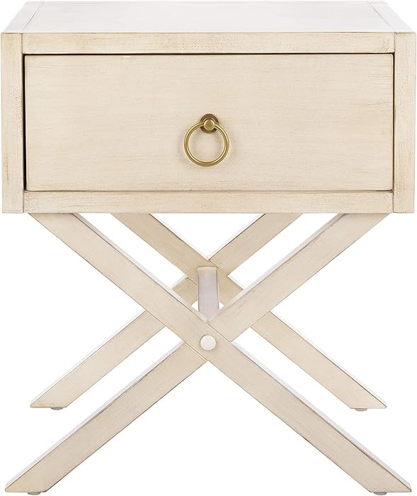 Safavieh Home Collection Odilia Antique White and Gold 1-Drawer Nightstand | Amazon (US)