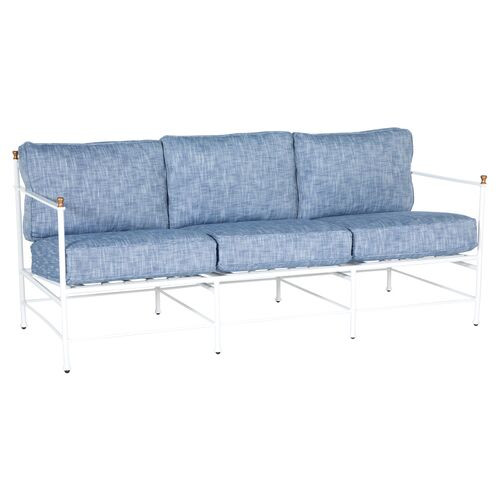 Frances White Sofa, Linen Indigo | One Kings Lane