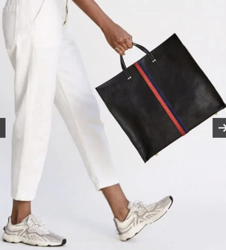 NWT Clare V Leather Navy Stripe tote | eBay US
