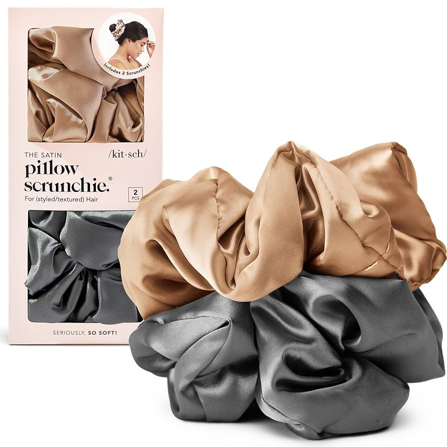 Kitsch Satin Scrunchies for Women - No Crease Hair Ties for Girls | Big Scrunchies For Women with... | Amazon (US)