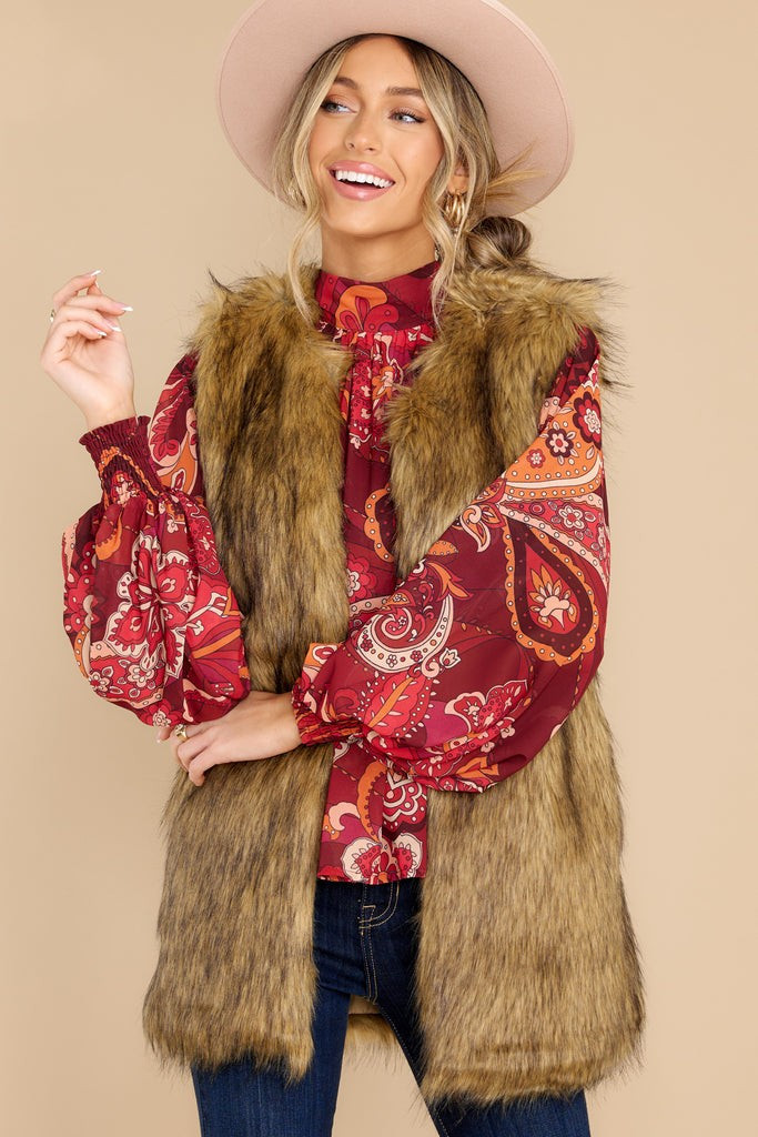 Seen It All Brown Faux Fur Vest | Red Dress 