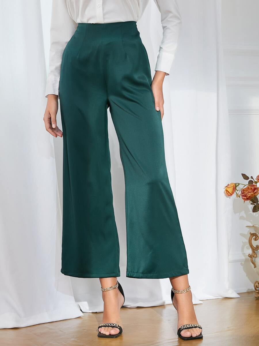 High Waist Satin Wide Leg Pants | SHEIN