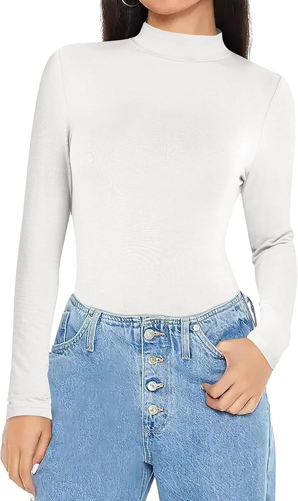 ANRABESS Womens Long Sleeve Mock Neck Tops Slim Fitted Basic Layer Office Work Shirts 2025 Fall O... | Amazon (US)