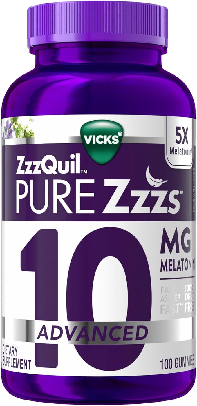 ZzzQuil Pure Zzzs Advanced Melatonin Gummies, Melatonin 10mg, Sleep Aid, with Chamomile & Lavende... | Amazon (US)