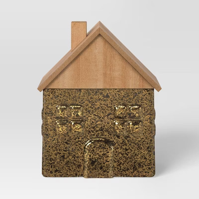 7.5" Mercury Style Glass House with Wood Roof Christmas Village Building - Wondershop™ Gold: Ta... | Target