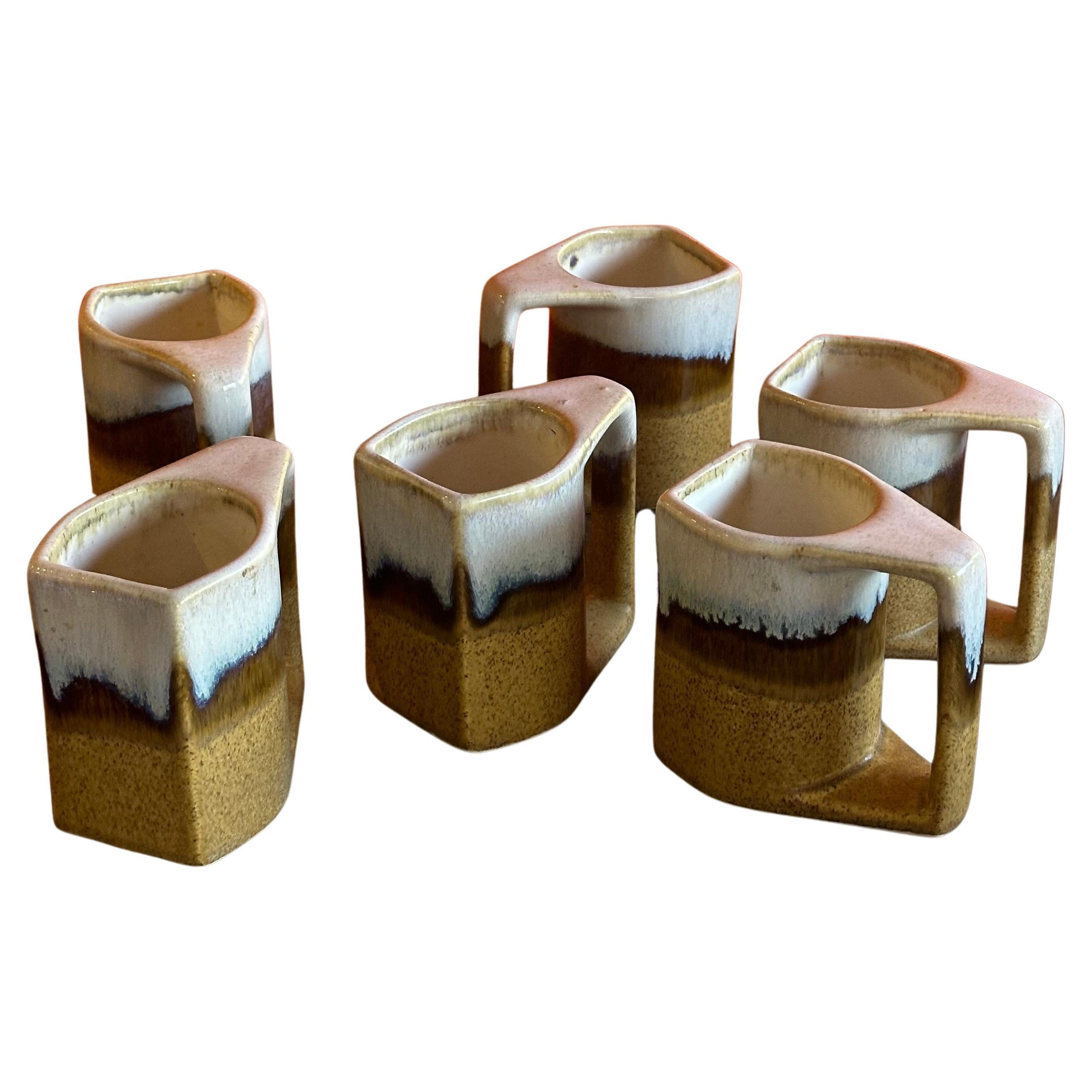 Set of Six MCM Stoneware Drip Glaze Mugs by Rodolfo Padilla | 1stDibs