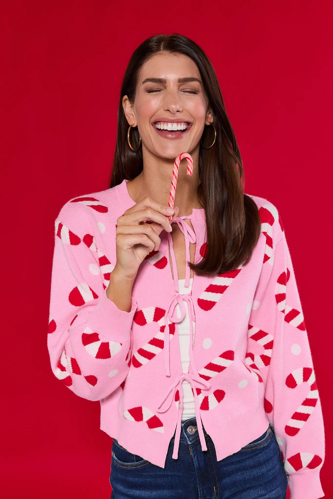 Hollis Pink Candy Cane Sweater | Avara