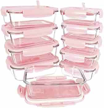 [10 Packs, 20 Pieces] Glass Food Storage Containers with Lids (Built in Vent), Airtight Meal Prep... | Amazon (US)