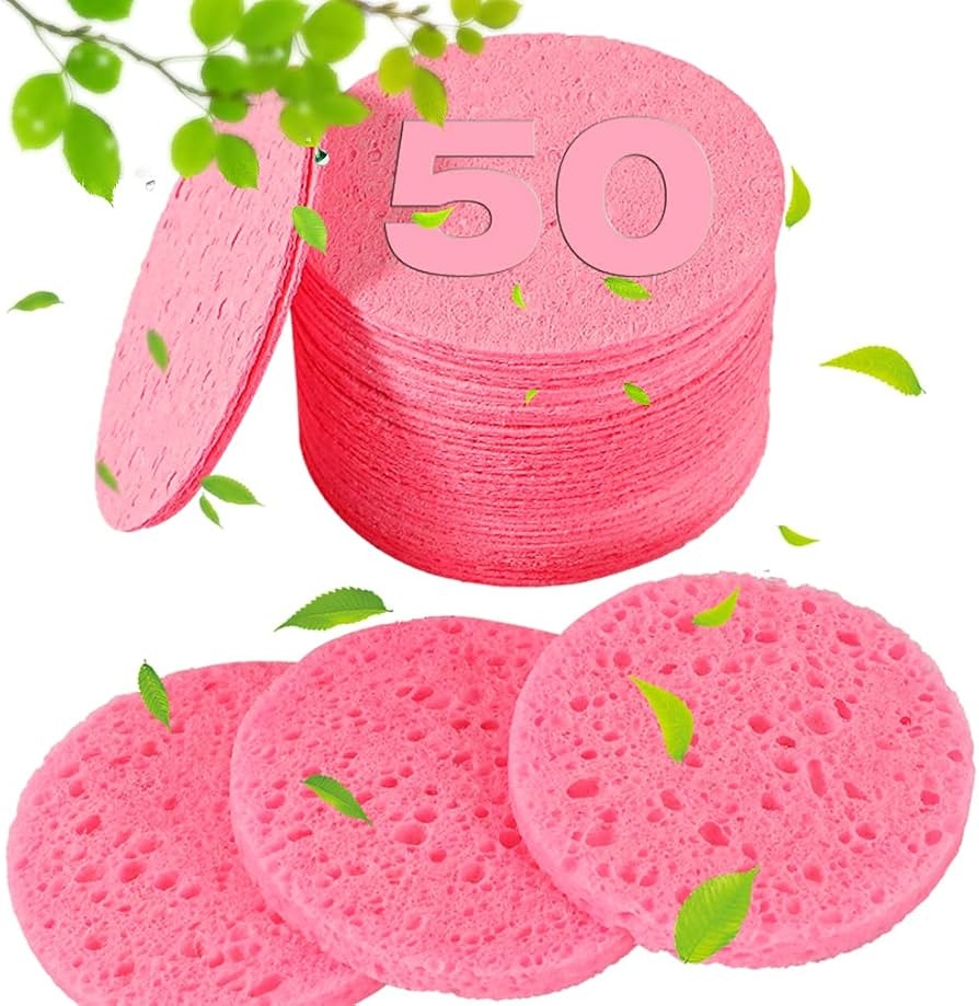 50-Count Compressed Facial Sponges for Estheticians- 100% Natural Cellulose Face Sponge Professio... | Amazon (US)