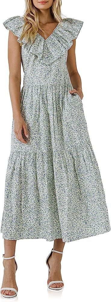 English Factory Women's Floral Ruffled Midi Dress | Amazon (US)