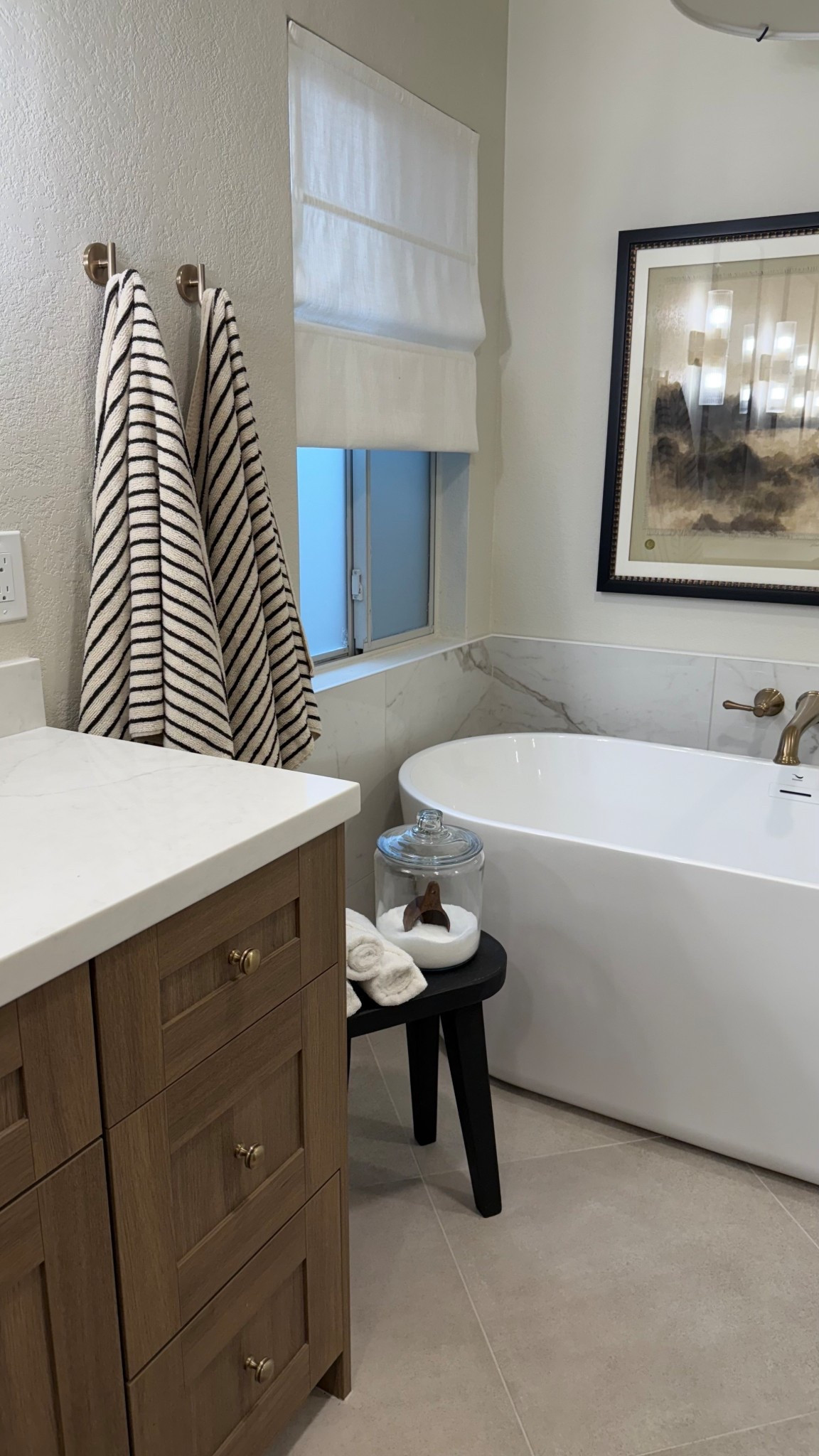 Upgraded the towels in our master bathroom to these 100% cotton thin striped bath towels 🤩 I love the subtle pattern and how it complements the art


•
•
Towels, bath towels, soft towels, organic cotton towels, cotton bath towel, hand towel, bathroom, master bathroom, bathroom design, freestanding tub, soaking tub, luxury bathroom, neutral bathroom, primary bathroom, bathroom decor, bathroom stool, Roman shade, towel hanger, towel hooks 



#LTKFindsUnder100 #LTKHome #LTKselfcare