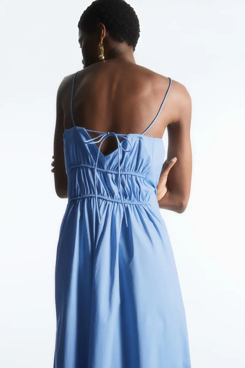 GATHERED BUSTIER MIDI DRESS - LIGHT BLUE - Dresses - COS | COS (US)