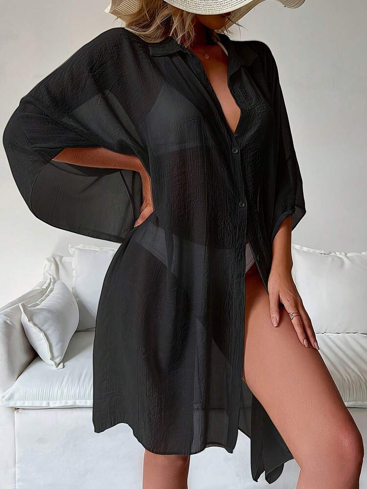 Black cotton oversized shirt | SHEIN