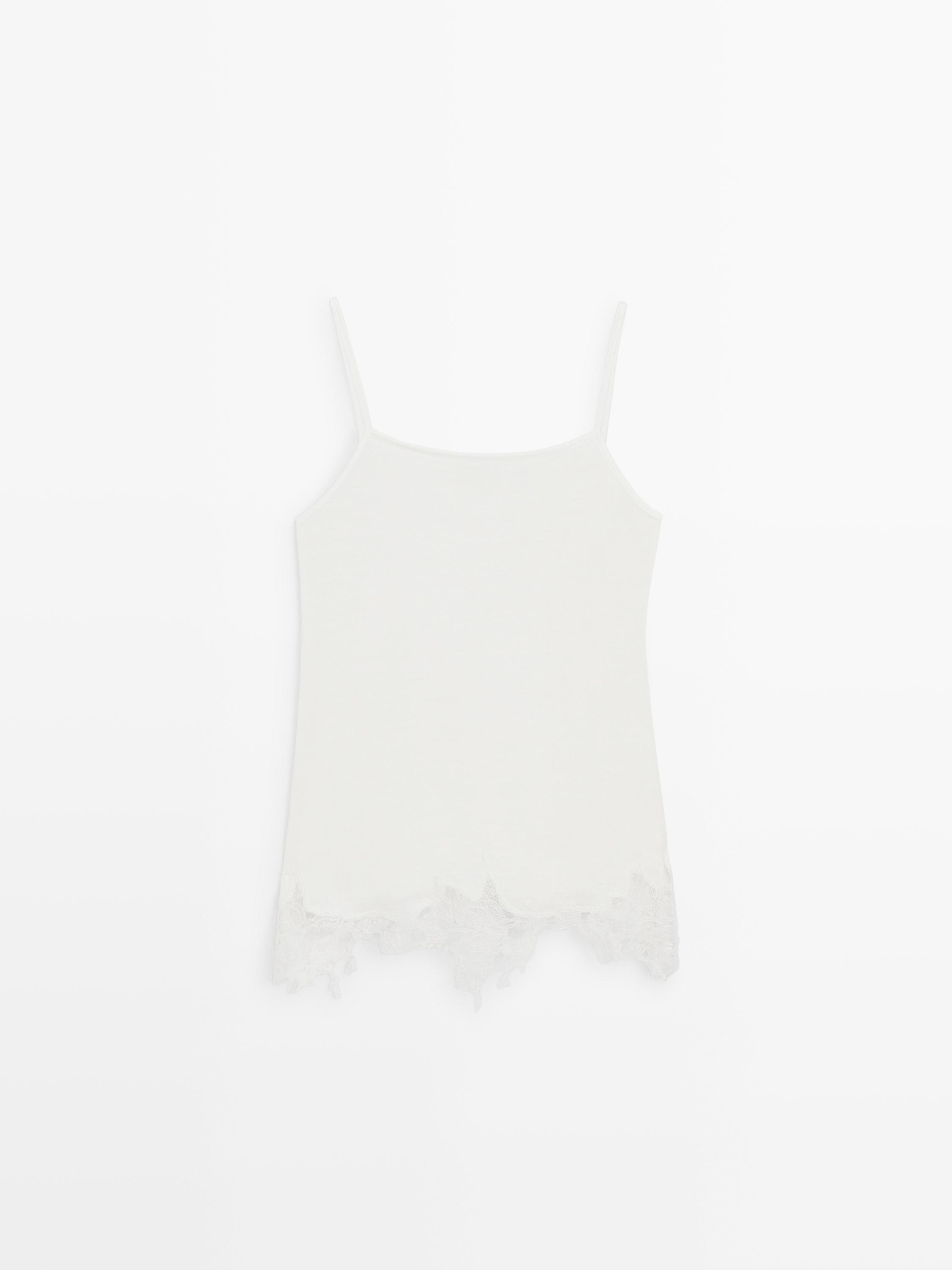 Camisole top with lace detail | Massimo Dutti US