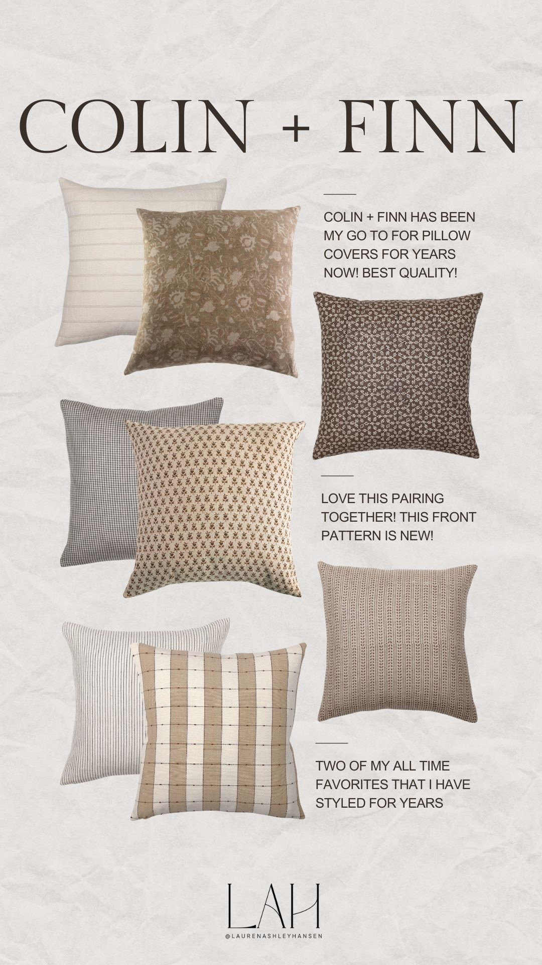 Colin + Finn have been my go to for pillow covers for years! The quality is amazing, I love the unique prints and patterns compared to other pillow designers, and they’re effortlessly interchangeable! 

#LTKHome