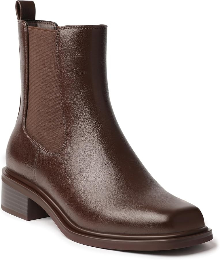 Square Toe Comfortable Chelsea Boots for Women Block Chunky Heel Ankle Boots Booties Slip on Elas... | Amazon (US)