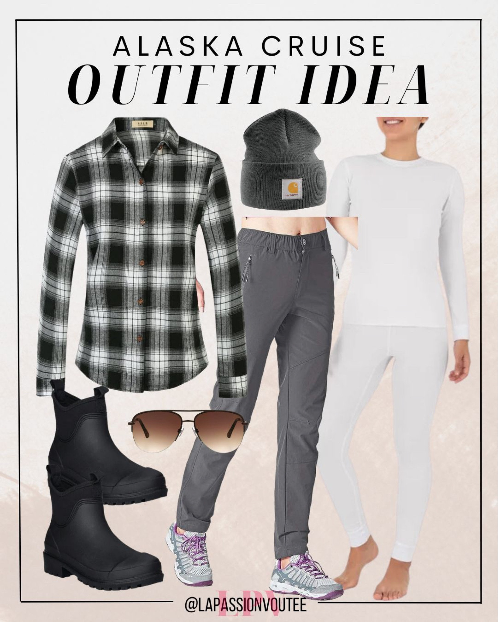 Ready for any weather on your Alaska cruise with this versatile ensemble! Stay cozy in a top and bottom thermal set layered under a classic flannel shirt and water-resistant trousers. Complete the look with a beanie and sunglasses, while keeping dry and stylish in Chelsea rain boots for exploring in all conditions.

#LTKstyletip #LTKtravel #LTKSeasonal