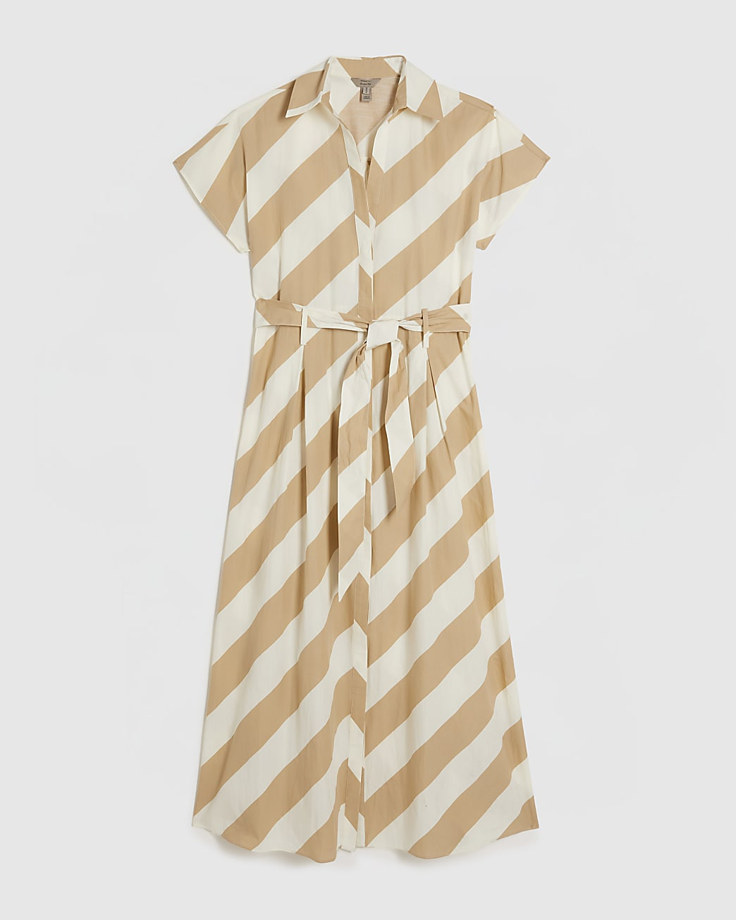 Beige Striped Midi Shirt Dress | River Island UK & IE