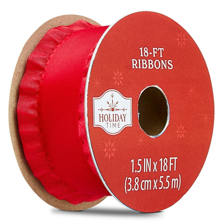 Red Ruffle Christmas Ribbon, 1.5" x 18', by Holiday Time | Walmart (US)