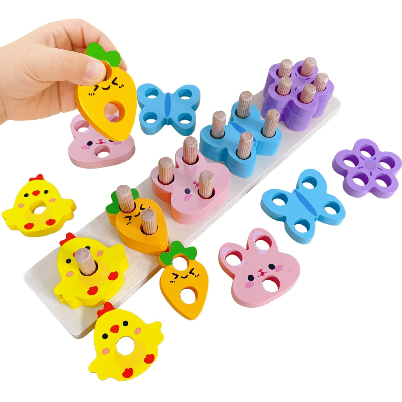 Easter Montessori Toys for 1 2 3 Years, Wooden Counting & Stacking Toys for Toddlers Educational ... | Amazon (US)