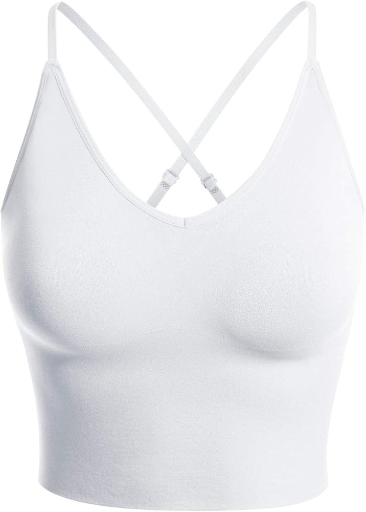 Design by Olivia Women's Casual Seamless Padded Workout Sports Bra Cami Cropped Yoga Tank Top wit... | Amazon (US)