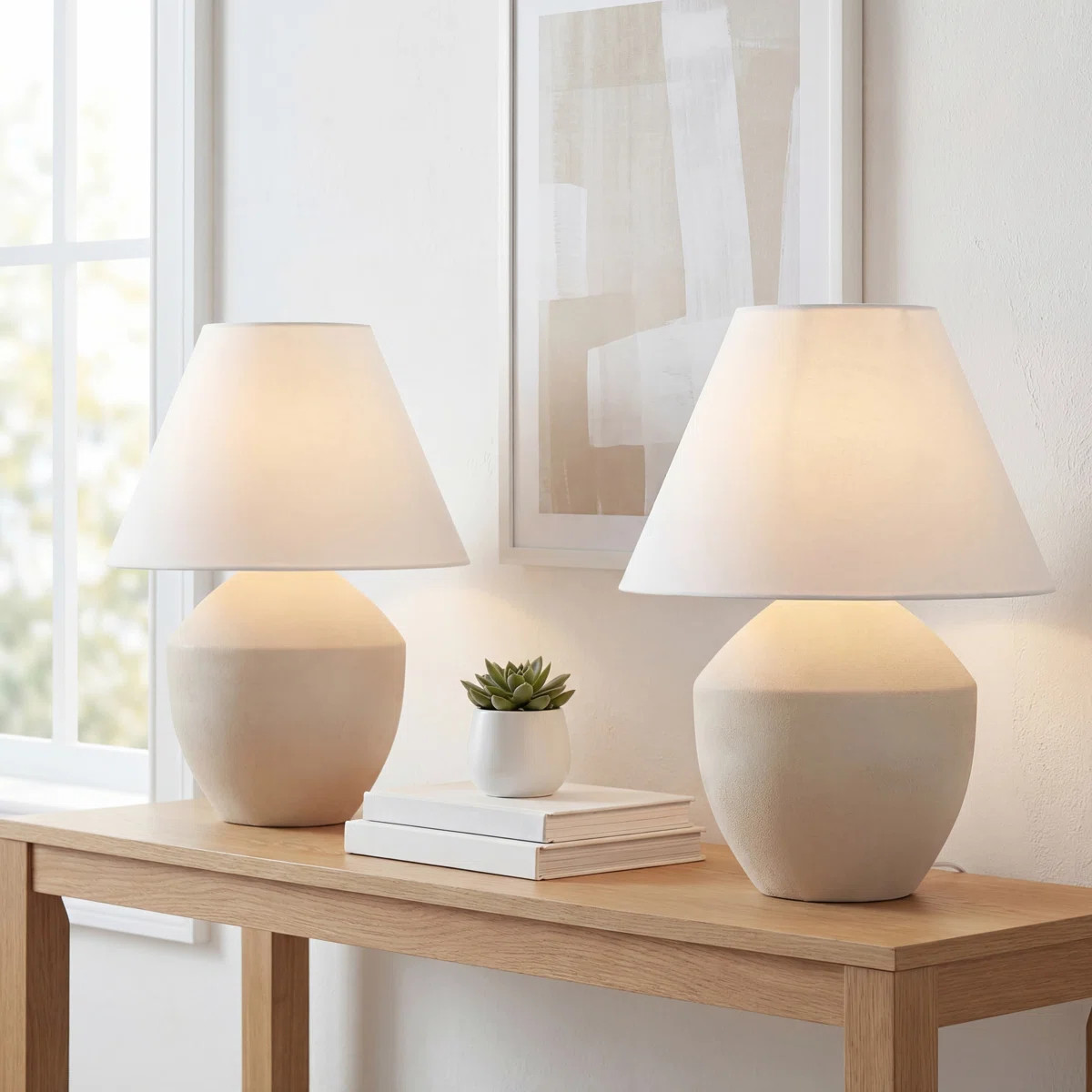 Ralf 20.5" Minimalist Scandinavian Resin/Iron LED Table Lamp (Set of 2) | Wayfair North America