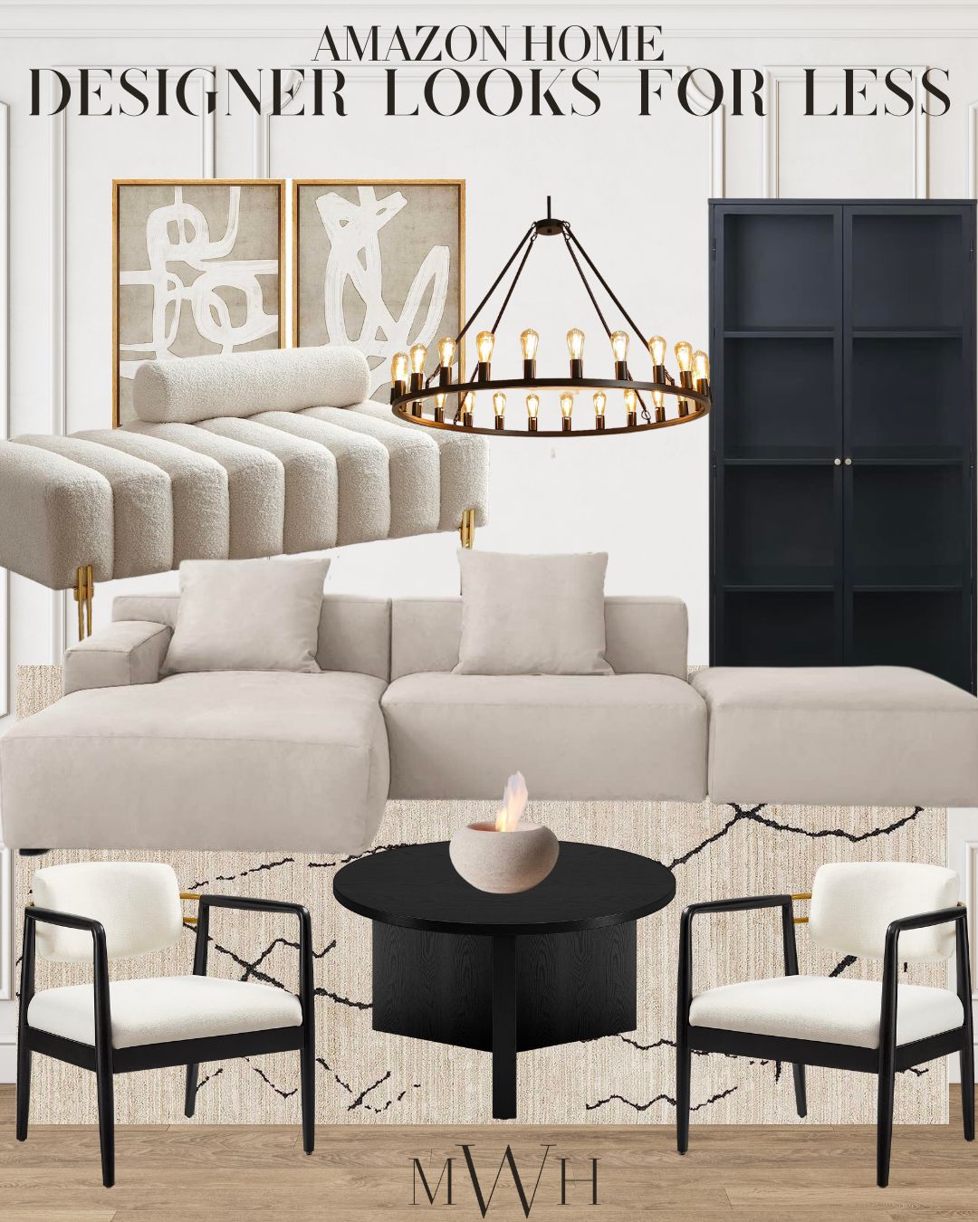 Henn&Hart Anders Coffee Table, 32" Wide,Grey | Amazon (US)
