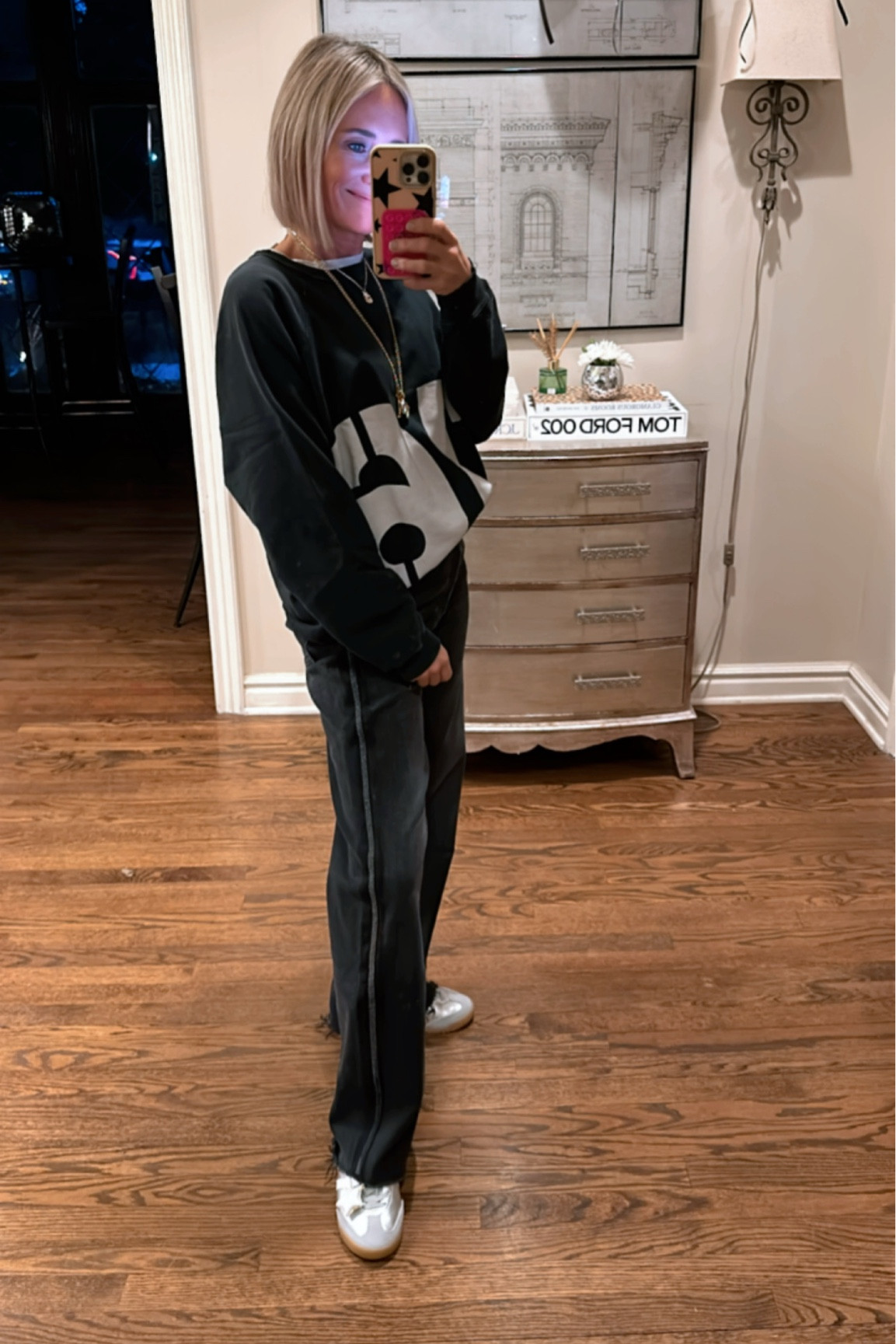 Splurge jeans but such a classic style with a subtle twist

Tulle and beading down the sizes. 
I’m a 24 or a 25 have these on in a 24. I think we’ll be cute into the summer with a white tank and a simple black sandal 

Sweatshirt in xs
Silver sneakers

#LTKShoeCrush #LTKStyleTip #LTKOver40