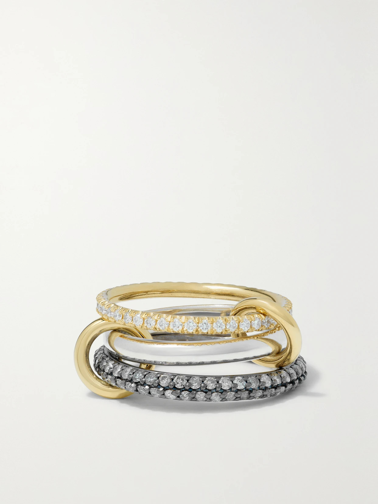 Spinelli Kilcollin - Scorpio Set Of Three 18-karat Blackened, Yellow Gold And Sterling Silver Diamond Rings - 6 | NET-A-PORTER (US)