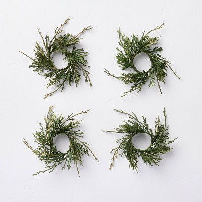 Faux Cypress Sprig Christmas Napkin Rings (Set of 4) - Hearth & Hand™ with Magnolia | Target
