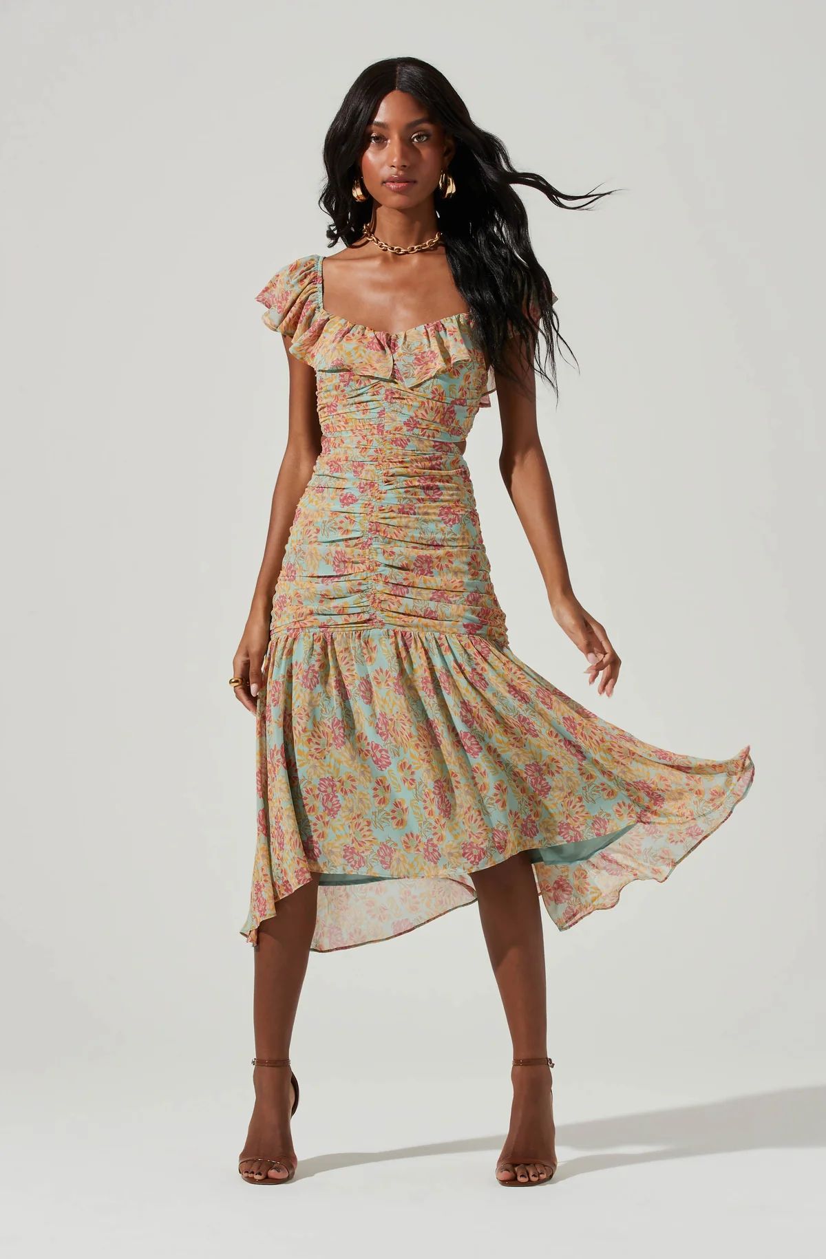 Devereaux Cutout Floral Midi Dress | ASTR The Label (US)