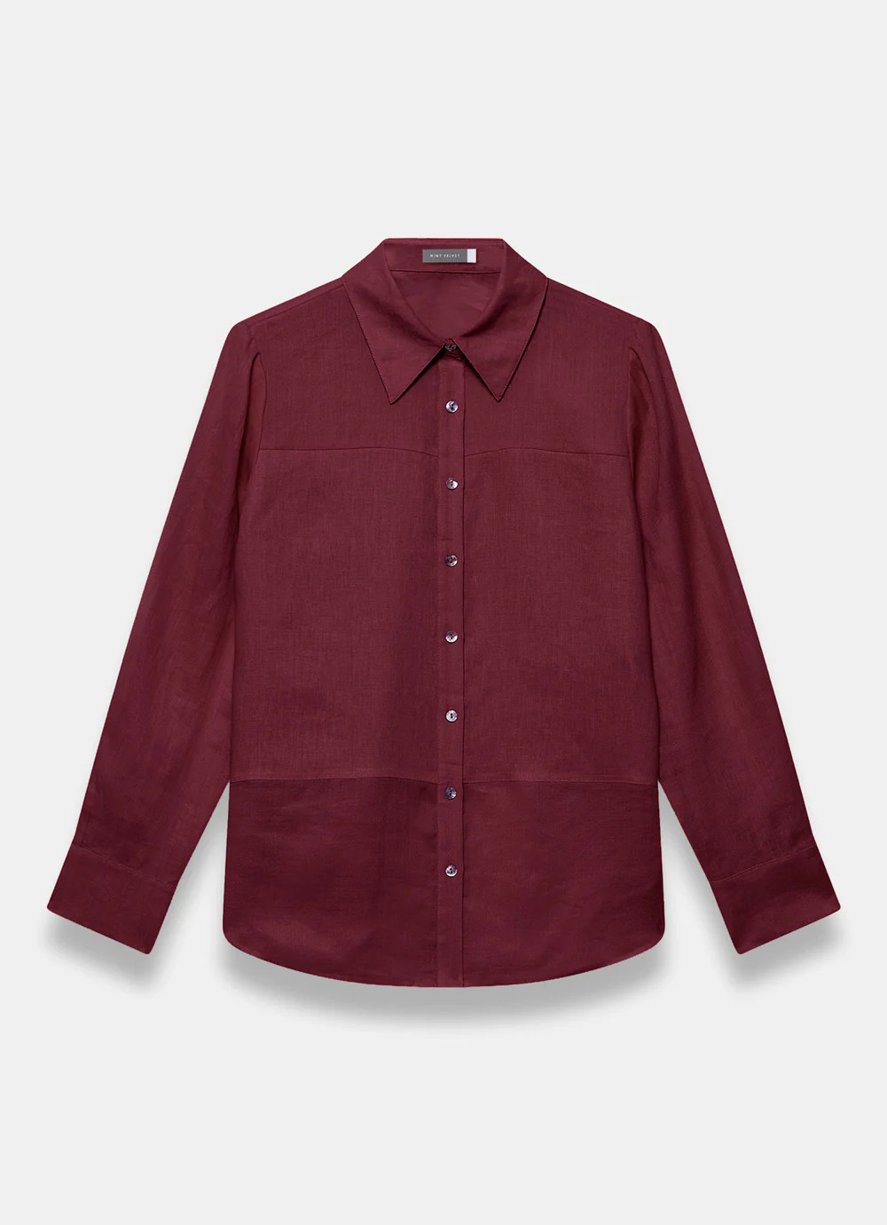 Burgundy Linen Blend Shirt | Mint Velvet