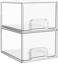 Vtopmart 2 Pack Small Clear Stackable Storage Drawers,Acrylic Bathroom Makeup Organizer,Plastic S... | Amazon (US)