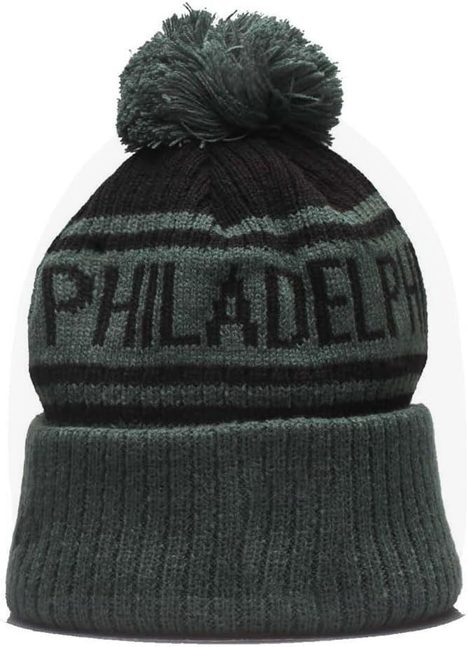 City Beanie Knit Hat with Pom Football Team Beanie Hat Football Knit Hats Winter Cuffed Stylish F... | Amazon (US)