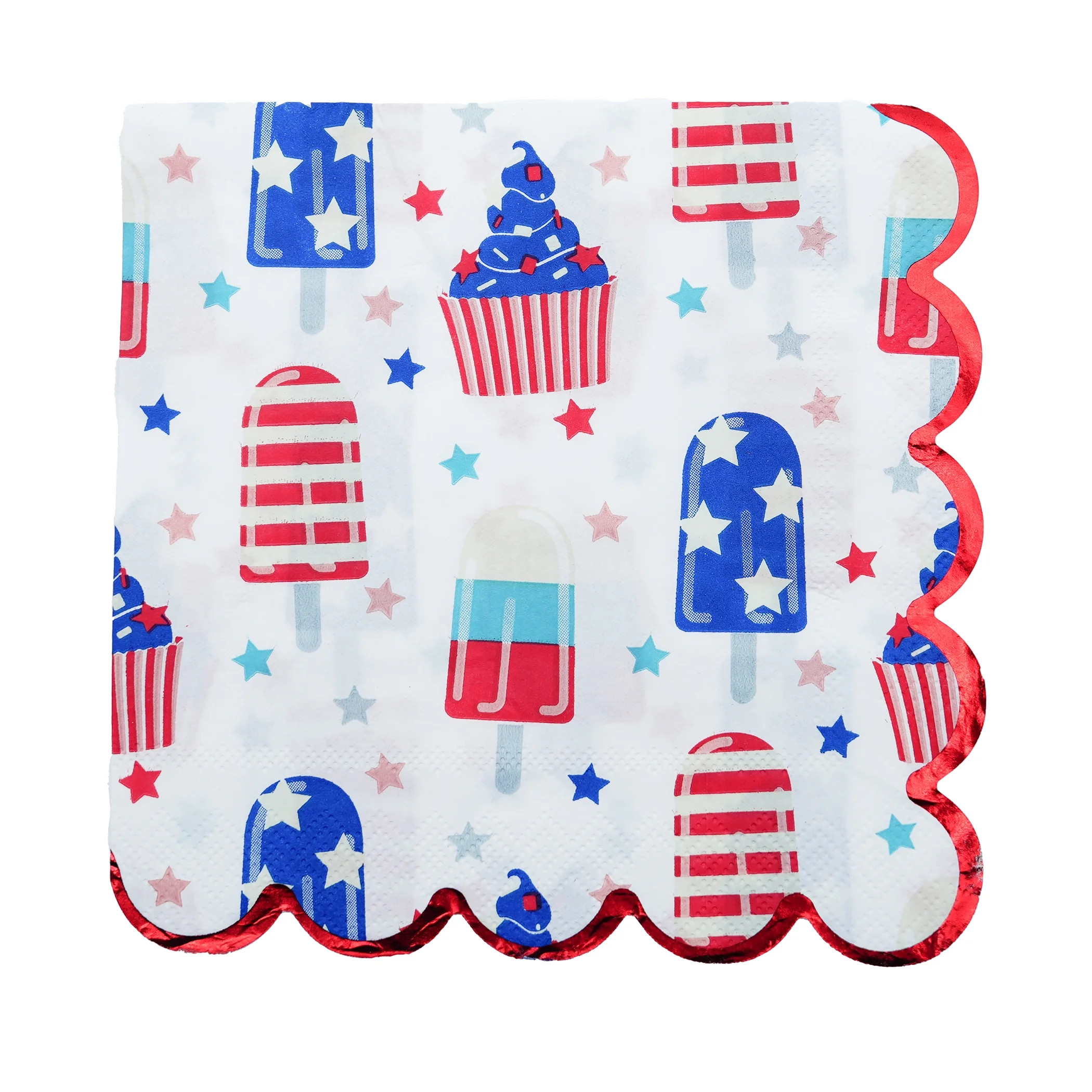 Red/White/Blue Cupcake and Ice Pop Disposable Paper Napkins, 6.5" x 6.5", 16 Count, Patriotic by ... | Walmart (US)