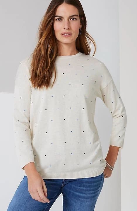 Dot-Embroidered Pullover Sweater | J. Jill