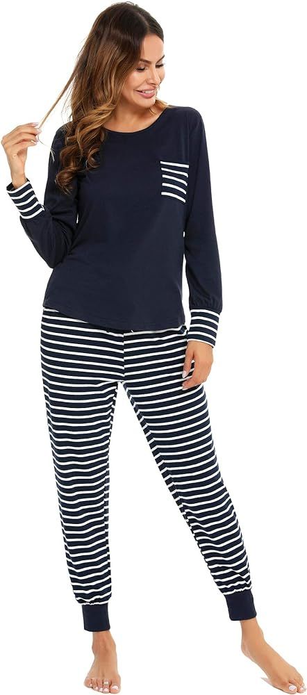 Adeleloth Womens Striped Pajamas Sets Long Sleeve Sleepwear with Long Pants Soft Loungewear Pj Se... | Amazon (US)