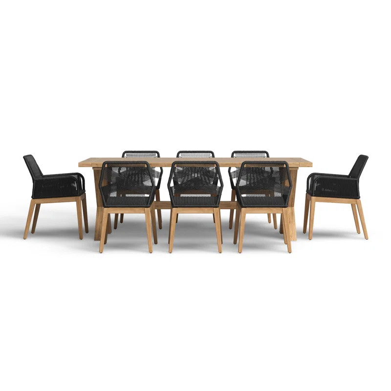 Jaella 8 - Person Rectangular Teak Outdoor Dining Set | Wayfair North America