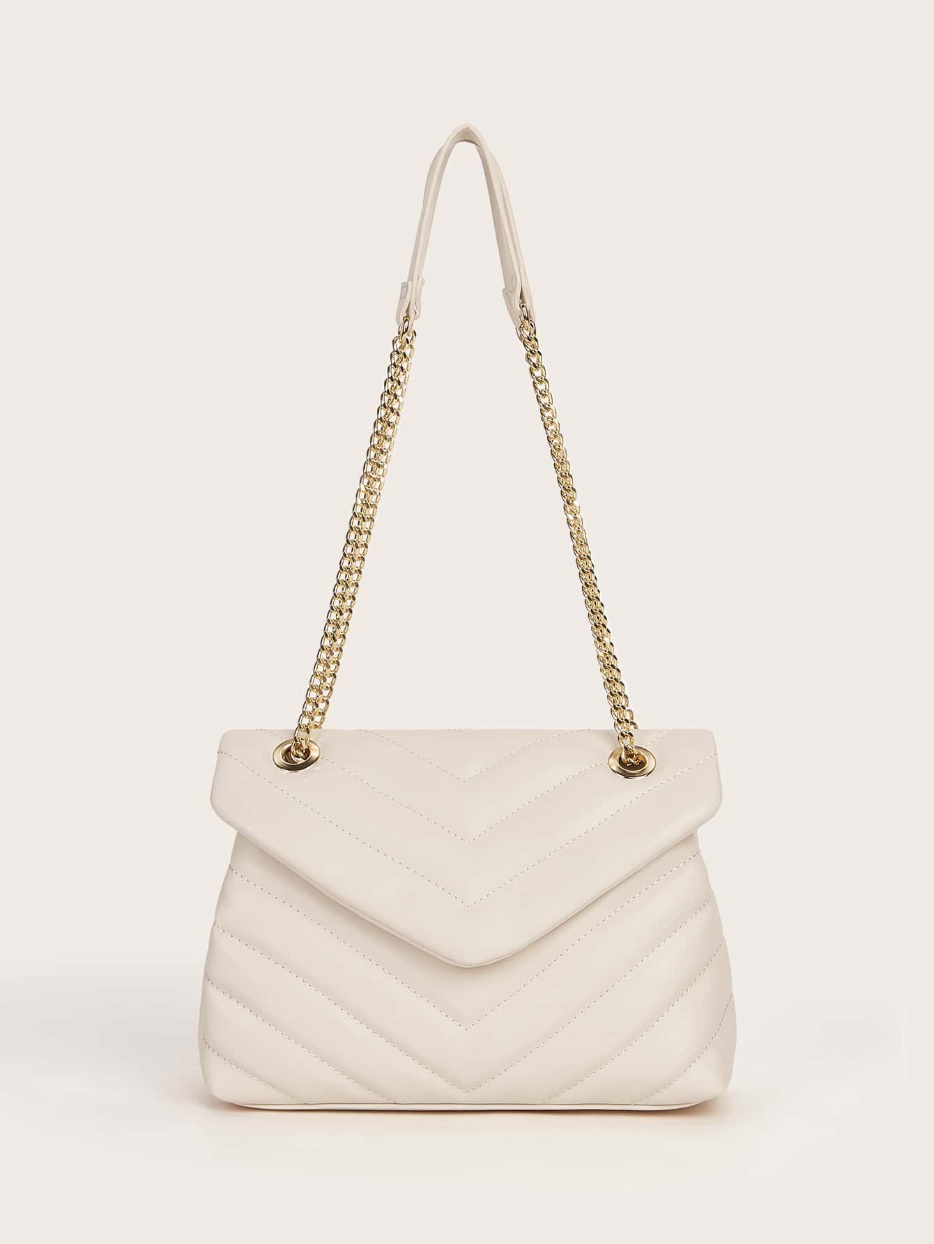 Chevron Flap Chain Shoulder Bag | SHEIN