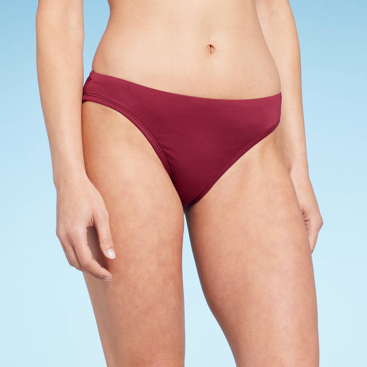 Women's Medium Coverage Hipster Bikini Bottom - Shade & Shore™ Burgundy L: Low-Rise, Stretch, F... | Target