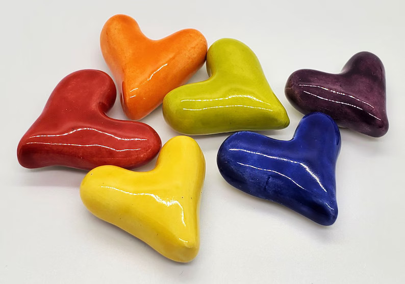 HEART CABS - Glazed on the front only - flat back -  Any color!  Buy more get a discount! Great f... | Etsy (US)