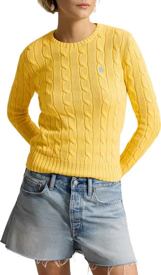 Polo Ralph Lauren Cable Stitch Cotton Crewneck Sweater | Nordstrom | Nordstrom
