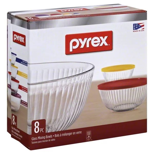Pyrex Sculptured Mixing Bowl Set Blue Purple Yellow Red 8 Peice (Pack Of 1) | Walmart (US)