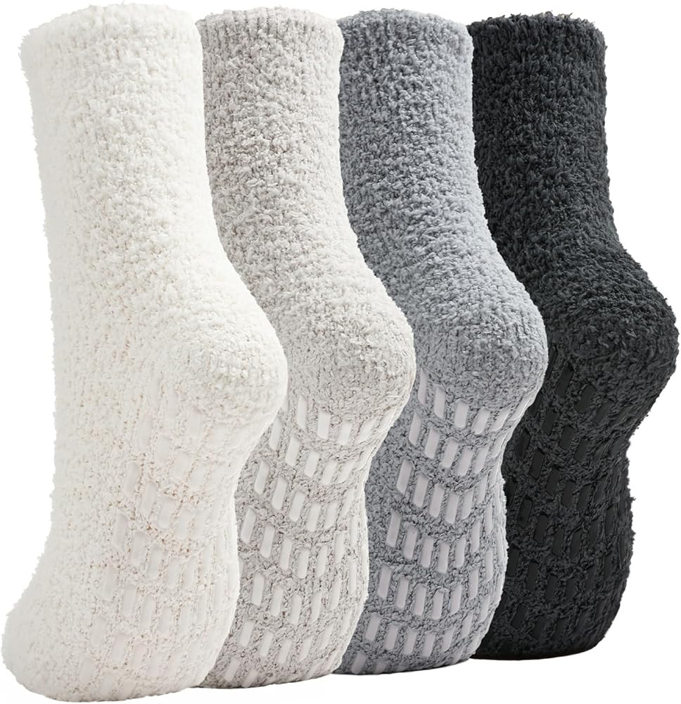 Slipper Socks for Women Men Grip Hospital Socks with Grips Fuzzy Non Slip Warm Womens Gifts | Amazon (US)