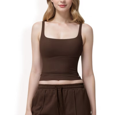 Anna-Kaci Women's Square Neck Sleeveless Tank Top with Stretch Fit - Small, Brown | Target