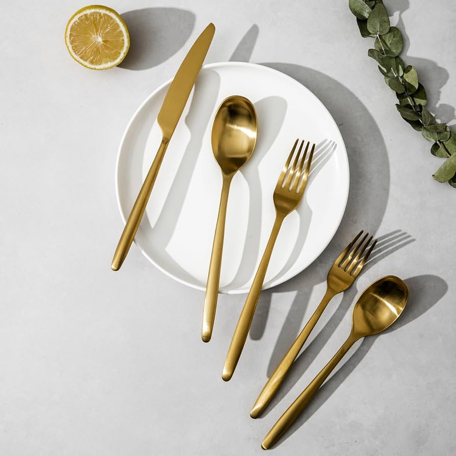 JazzUpCo Ava 20-Piece Flatware Set, 18/10 Stainless Steel | Amazon (US)