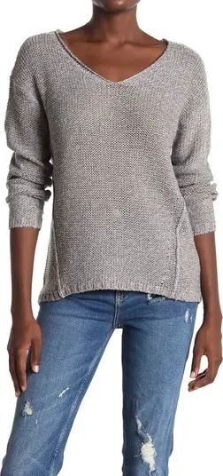 RDI V-Neck Faux Suede Elbow Patch Tunic Sweater | Nordstromrack | Nordstrom Rack